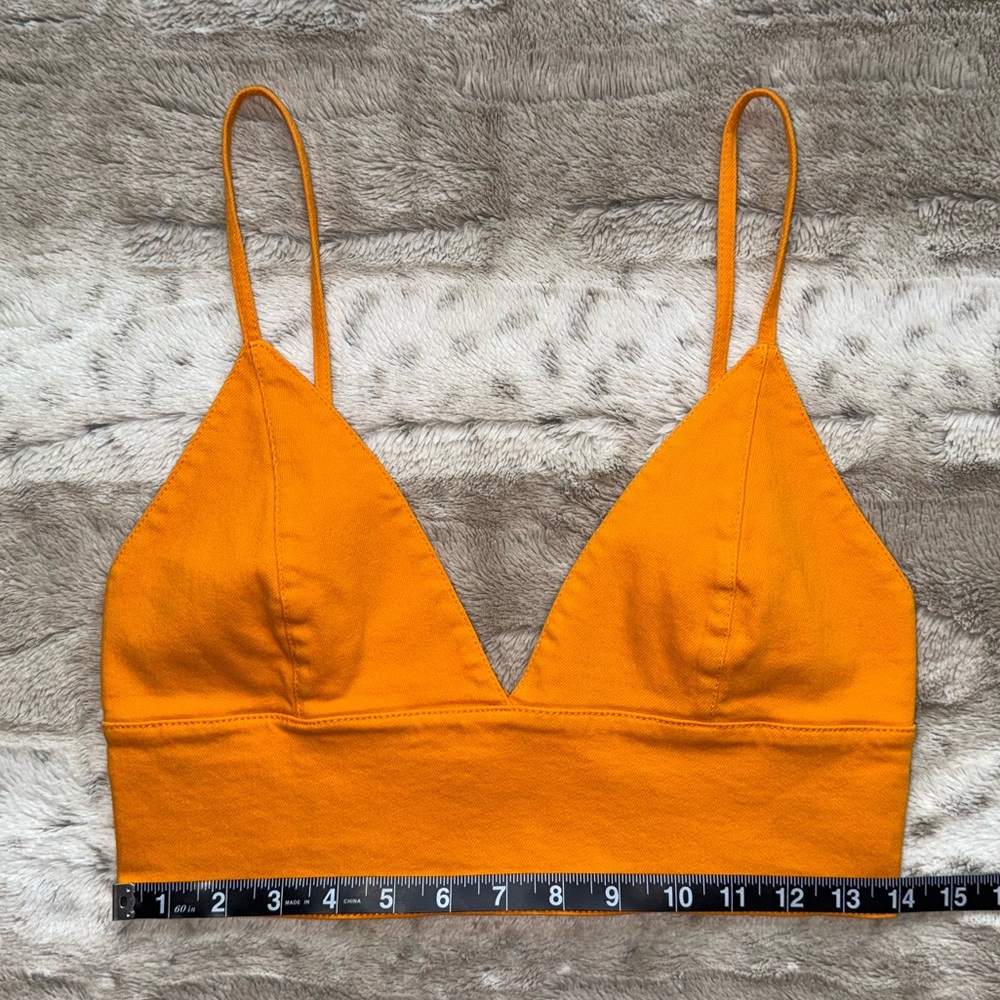 ALICE + OLIVIA Carli Denim Crop Top in Tangerine Size 6 - Picture 11 of 16